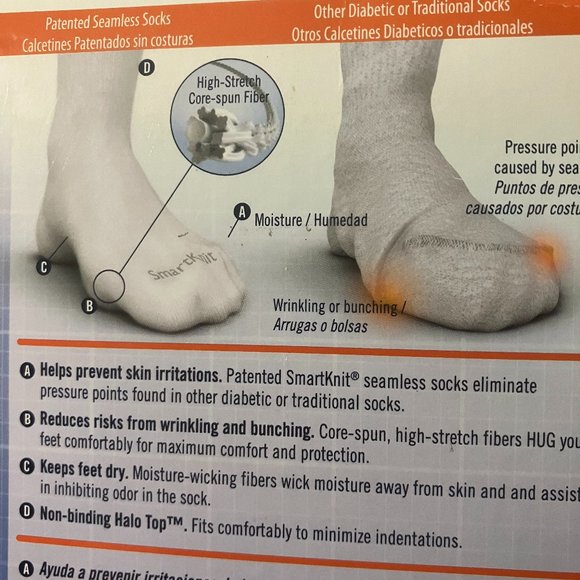 Smart Knit Men's Navy Blue Diabetic Crew Socks M (8-10) NIB - Picture 5 of 8